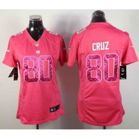 Women NEW New York Giants 80 Victor Cruz Pink Jerseys